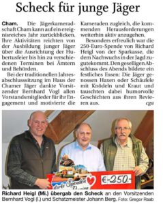 Scheck für junge Jäger